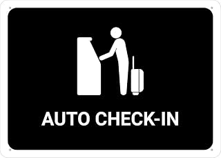 Auto Check in Black Sign 8"x12" Rust-Free Aluminum UV Printed, Durable for Indoor/Outdoor Hotel & Car Rental Store