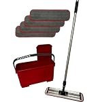 Premium Floor Wax Application Kit with 5 Microfiber Pads, Telescopic Handle, and Recharging Bucket