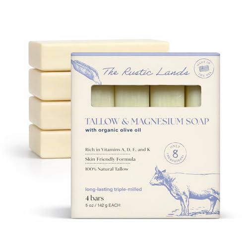 THE RUSTIC LANDS Beef Tallow Soap Bars – Scented Natural Moisturizing Bar Soap – Gentle Soap for...