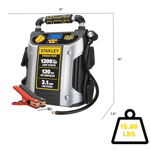 Image of Stanley J5C09D 1200 Peak Amp Jump Starter with 120 PSI Inflator