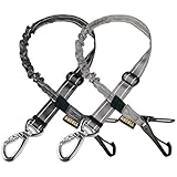 AUBELL Dog Seat Belt for Car,2 Pack Set 3-in-1 Adjustable Reflective Bungee Heavy Duty Dog Car Harness Tether with Clip Hook Latch & Buckle,Swivel Zinc Alloy Carabiner,Black+Grey