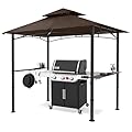 MASTERCANOPY 8 x 5 Grill Gazebo Outdoor BBQ Gazebo Canopy with 2 LED Lights (Brown)