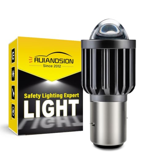 Ruiandsion BA20D LED Bulb White 12-80V H6 Hi/Lo Beam LED Bulb Super Bright CSP Chips with Projector Replacement for Motorcycle light, Pack of 1