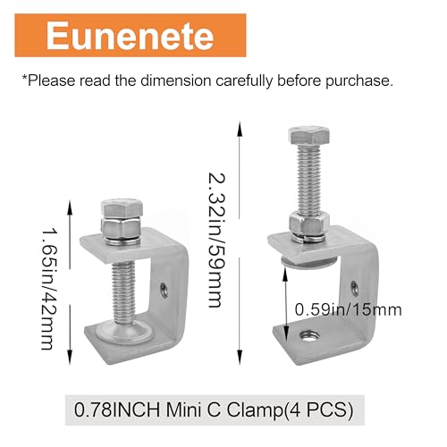 Eunenete 304 Stainless Steel C-Clamps,20mm Mini Tiger Clamps for Woodworking,C-Clamp 4 pack