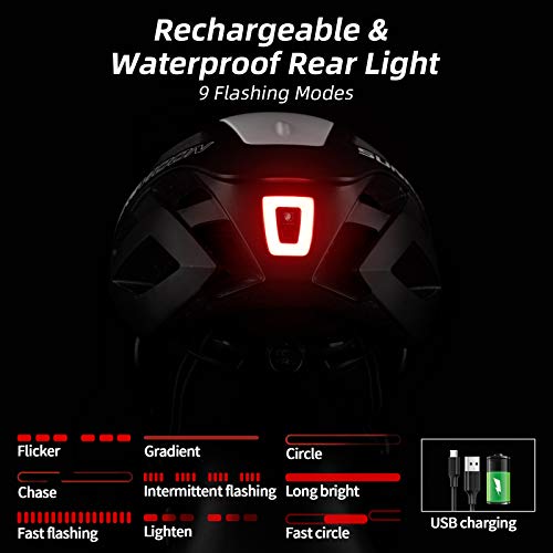 Adult Bike Helmet Men Women, Adjustable Size Lightweight Helmets with USB Rechargeable Rear Light and Magnetic Goggles… - Image 6