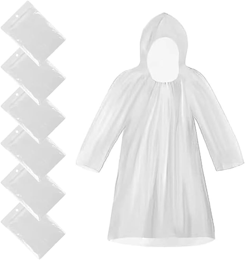 CHGANGDisposable Rain Ponchos-6 Pack Poncho Waterproof Adult Emergency Raincoats Rain Poncho Adult Rain Coats With Hood And Sleeves Ideal For Festivals, Camping, Fishing
