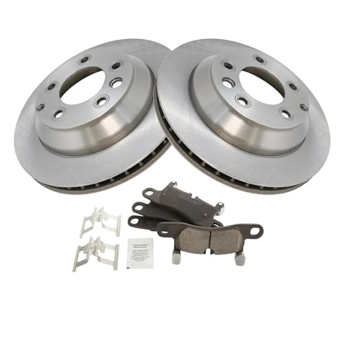 Image of TRQ Rear Brake Pad and Rotor Set Ceramic Compatible with 2011-2018 Porsche Cayenne 2011-2017 Volkswagen Touareg