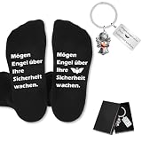 SKIPTHYBER Lustige Schutzengel Socken, Schutzengel Schlüsselanhänger mit Engel, Fahr vorsichtig...
