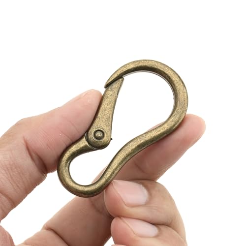 CRAFTMEMORE 2pcs 2 Inches Carabiner Spring Snap Hook Paracord Camping Keychain Accessories Push Gate Spring Clips HR8 (Antique Brass)