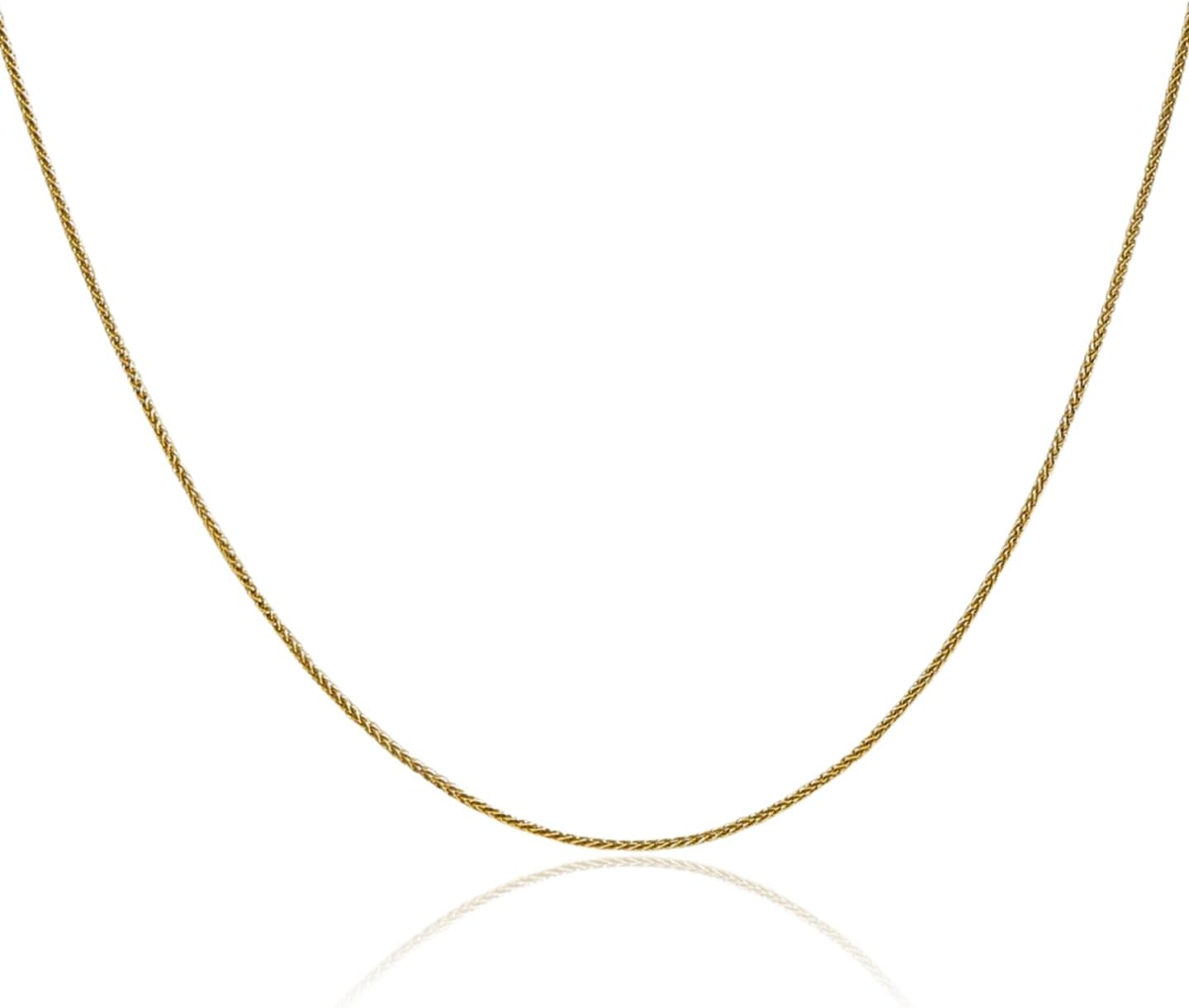 IceCarats 10K Solid Yellow Gold 0.85mm Dainty Spiga Wheat Chain Necklace Polished
