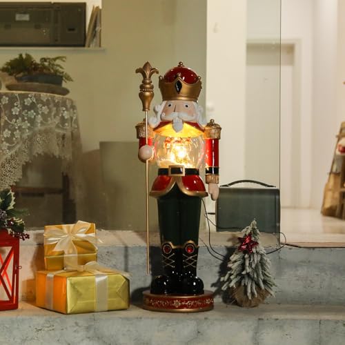 Bdor 30-Inch Nutcracker Soldier with Rotating Snow Globe – Limited Edition Handcrafted Christmas Decoration for Home, Office, Holiday Display by Bdor - Image 9