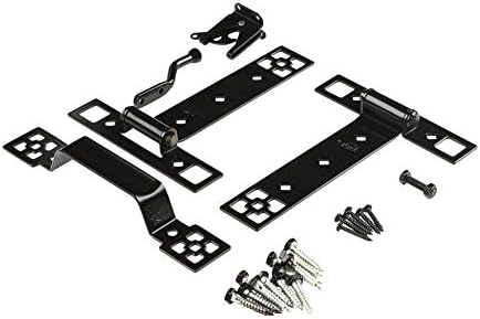 Gate Suite Kit With Hinges, Craftsman Style, Black -N109-316