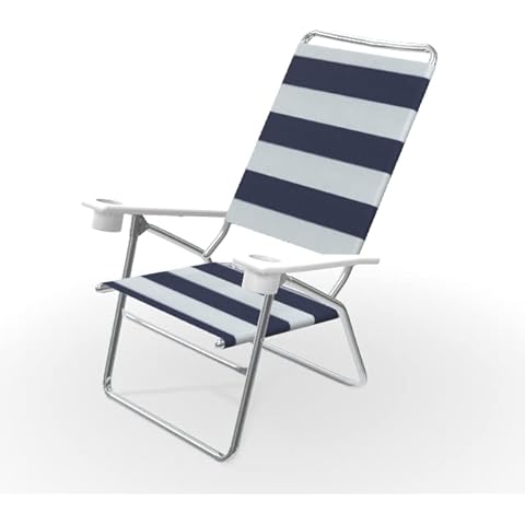 Telescope M511 Light 'n Easy High Boy w/Marine Grade Polymer Arms - Cabana Stripe Navy Mesh Cover