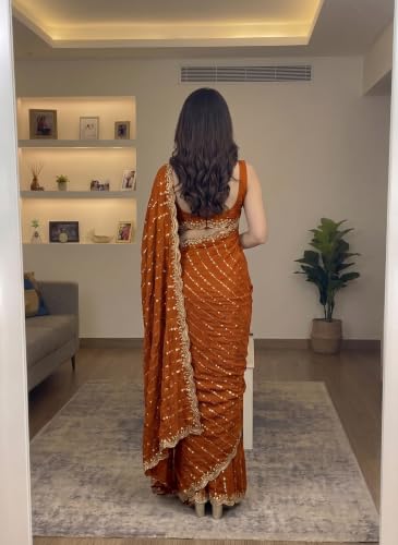 Image of RADHA Women's Embroidery Work Saree with Designer Border for Festive and Traditional Ethnic Drape Saree with Detailed Thread Style Pattern and Elegant Occasion Look