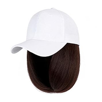 Woman wig Baseball Cap with Hair Extensions Straight Short Bob Hairstyle Adjustable Wig Hat Duck Tongue Hat Wig