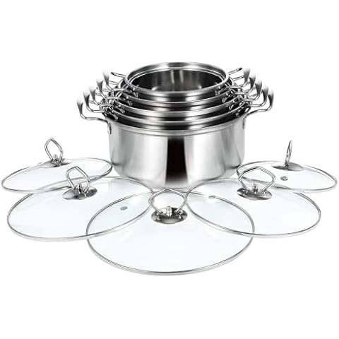 UTHCLO Large Capacity Stainless Steel Soup Pot Set with Tempered Glass Lid Cookware Set Cover