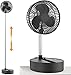 Ventilador Pedestal Oscilante, 20 cm Ventilador Portátil con Batería de 10000 mAh, 3 Velocidades, Ventilador Plegable Silencioso, Ventilador de Escritorio USB para Acampar en la Oficina en Casa