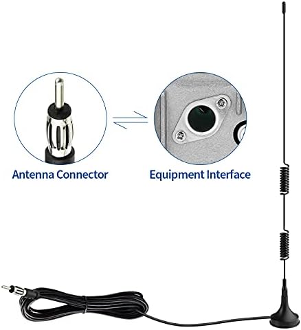 Bingfu Universal Car Stereo Antenna Aerial With 3M Cable Magnetic Base DIN Connector for Vehicle Truck SUV Truck RV Car Stereo Audio HD Radio Android Head Unit CD Media Receiver Player Car Radio