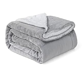 Good Nite Throw Blanket 230x270cm Fleece Flannel Sherpa Soft Blankets Fluffy Reversible Microfiber for Bed Couch Sofa and Travel (Grey, Super King)