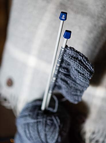 Korbond Single Point Knitting Needle Pair-6.00mm x 35cm  Plastic  Durable, Lightweight, Designed for Comfort-Ideal for A Multitude of Patterns and Projects-Jumpers, Socks, Blankets, Grey, 6mm x 35cm