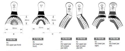 Dental Impression Tray Set, 6 pc Partial, S.S.