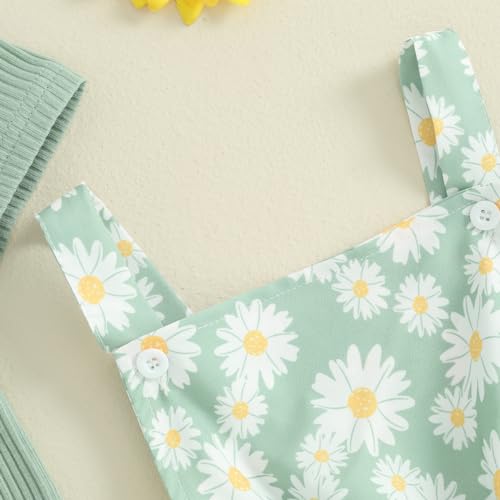 Image of Toddler Baby Girl Summer Clothes Kids Short Sleeve Solid T-Shirt Ruffle Daisy Skirts Overalls Dress Outfit 18M-6T