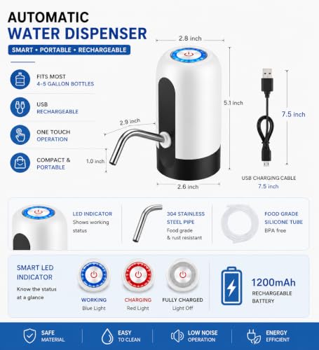 Image of Automatic Wireless Water Can Dispenser Pump for 20 Litre Bottle Can, Rechargeable