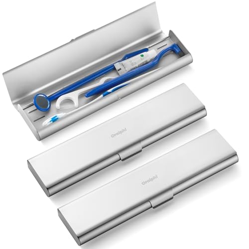 Boîte conteneur durable pour brosses à dents manuelles au fini aluminium brossé