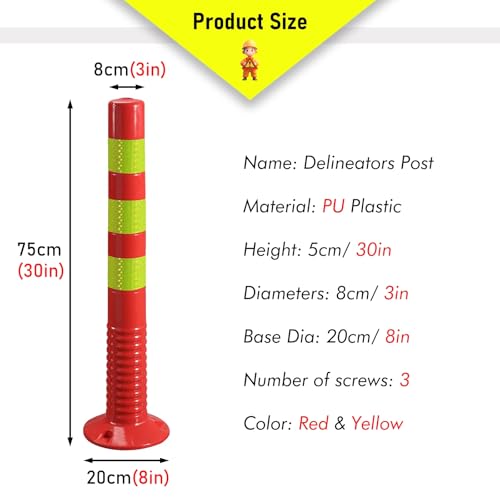 SRNSAEB 4 6 8 10 Pcs Traffic Cone Divider Pole, Heavy Duty Parking Barrier Poles with Reflective Collars 18