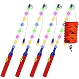 DAJASD 4 PCS Laternenstab Kinder, 50CM Laternenstab Elektrisch mit LED, LED Elektronischer Laternensta für Kindergarten, St Martin, Halloween, Martinsumzüge, Laternenumzüge, Weihnachten