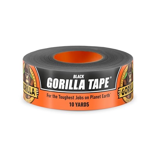 Gorilla Heavy Duty 9m Extra Long Double Adhesive Duct Tape - 48mm Wide Black Gorilla Tape Heavy Duty All Weather Strong Tape - Moisture Resistant - Pack of 1