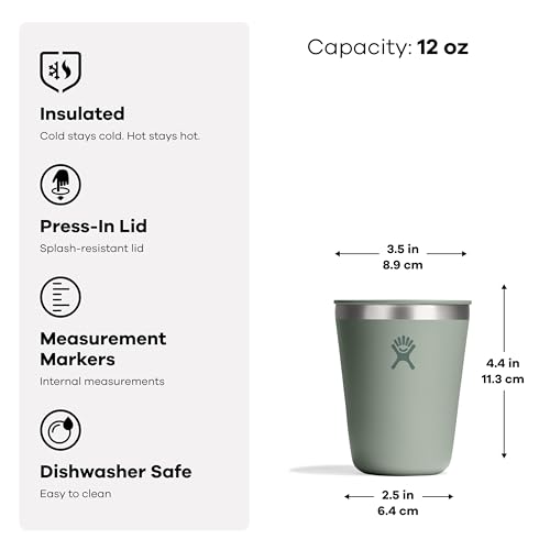 Hydro Flask 12 Oz Outdoor Coffee Tumbler – Stainless Steel Insulated Travel Cup – Camping Mug Agave Green - image 3