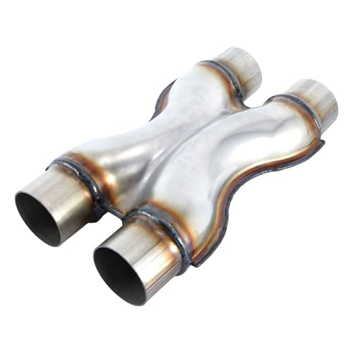 Cabtherlyn Exhaust X Pipe Universal 3 Dual Inlet/Outlet Stainless Steel Crossover X Pipe 12 Long