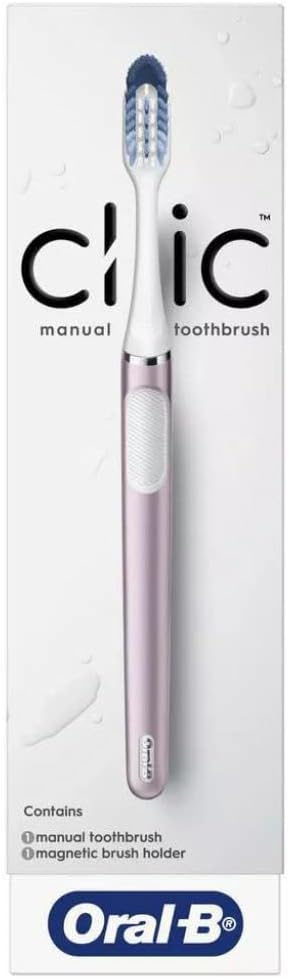 Oral-B Clic Manual Toothbrush, Rose Quartz, with Magnetic Toothbrush Holder - 1 Count