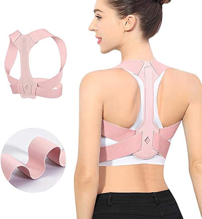 Posture Corrector for Women, Adjustable Upper Back Brace for Clavicle Support and Providing Pain Relief from Neck, Shoulder - Comfortable Upright Back Straightener (Pink) (M 31-36 Inch)