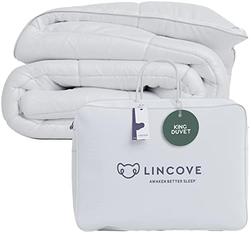 Lincove Canadian Down Comforter Extremely Soft and Lightweight Duvet Insert Corner Loops in Each Corner, 600 Thread Count - 100% Cotton Sateen Shell, Twin