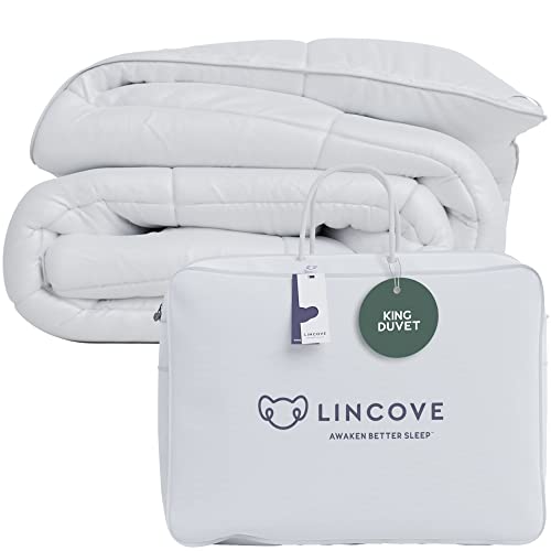 Lincove Canadian Down Comforter – All-Season Warmth Duvet Insert – Corner Loops In Each Corner, 600 Thread Count - 100% Cotton Sateen Shell, King #TOP1