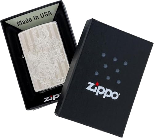 Encendedor Zippo Plateado con Grabado Arabesco miniatura 6