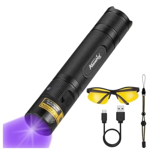 Alonefire SV005 10W LED 365nm UV Flashlight Blacklight Portable USB Rechargeable Black Light Full Metal Case Pet Urine Detector with UV Protective Glasses, 18650 Battery Included for Resin Curing