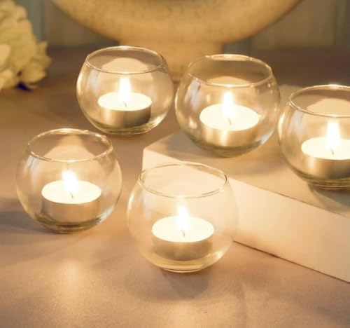 Image of Glass Tea Light Candle Holders Set of 48 (T2) | Elegant Home Decor for Living Room | Decorative Candle Holders for Diwali, Christmas, Wedding, Party & Gifting