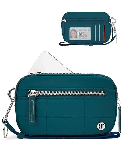 Nylon Wristlet Wallets for Women,Quilted Iris Phone Wallet with 3 Zipper Pouches & Card Holder for Everyday Use