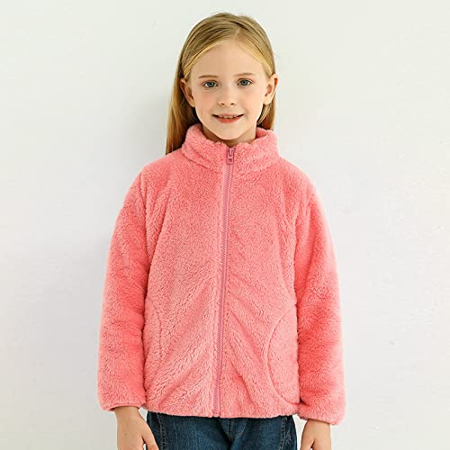 Girls Boys Fleece Jacket Teen Plain polar Fleece Zipper Jacket Coat Toddler Kids Fall Winter Warm Outerwear with Pockets3