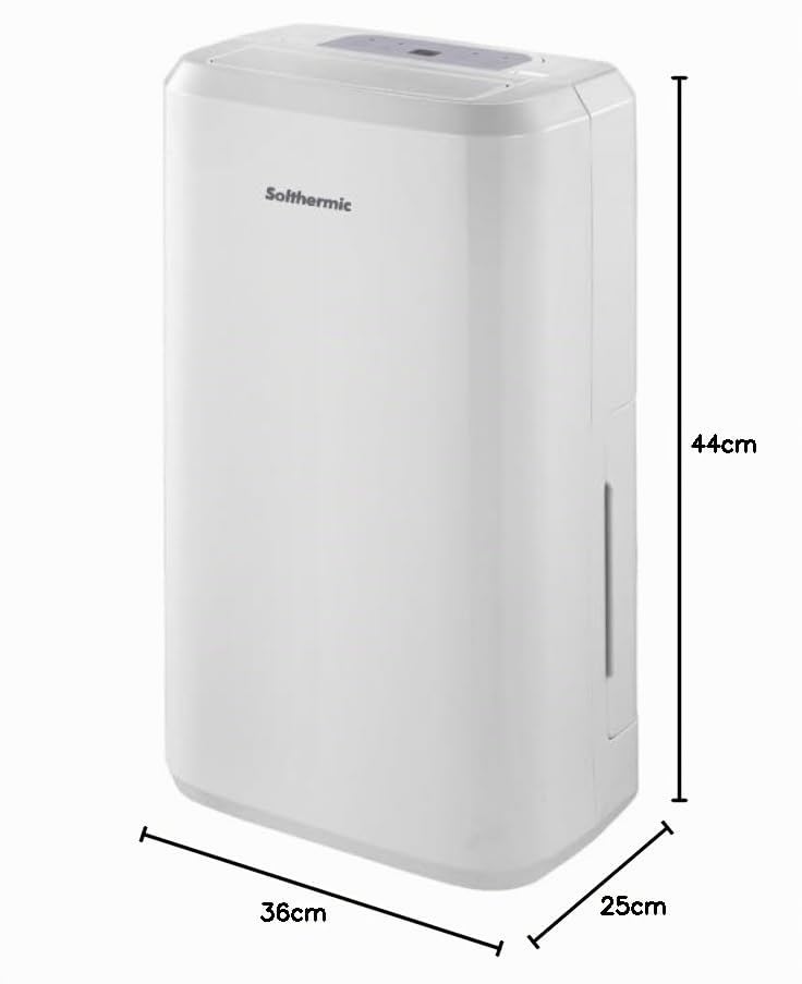 SOLTHERMIC Deshumidificador 10L/d DES10 Electrico Bajo Consumo Silencioso, Deshumificadores de Humedad Apagado Automático, Visor LED, Deposito extraíble Antihumedad,