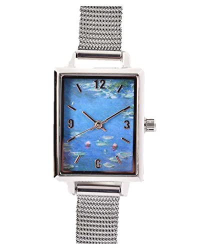 腕時計 レディース 絵画メッシュベルトウォッチ ブルーブルーエ