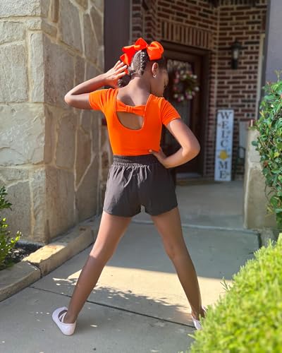 Image of Stelle Leotard for Girls Black Ballet Dance Leotard Gymnastics Outfits with Bow Back (Toddler /Little /Big Kids)