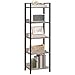 MAHANCRIS 5-Tier Bookshelf, Bookcase, Shelves Organizer for Small Spaces, Storage Shelf Organizer, for Living Room, Bedroom, Study, Balcony, Greige and Black BKHG5501