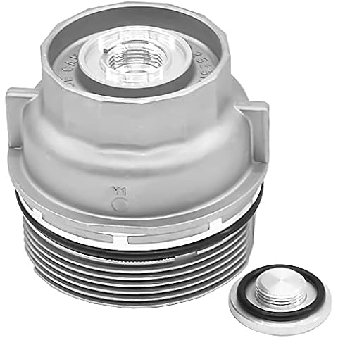 JEEFHO Oil Filter Housing Cap Assembly with Oil Plug Compatible with Toyota Camry Tacoma Tundra Venza 4Runner Avalon RAV4 Sienna & Lexus ES300h ES350 LS460, Replaces#15643-31050, 15620-31060 Cover