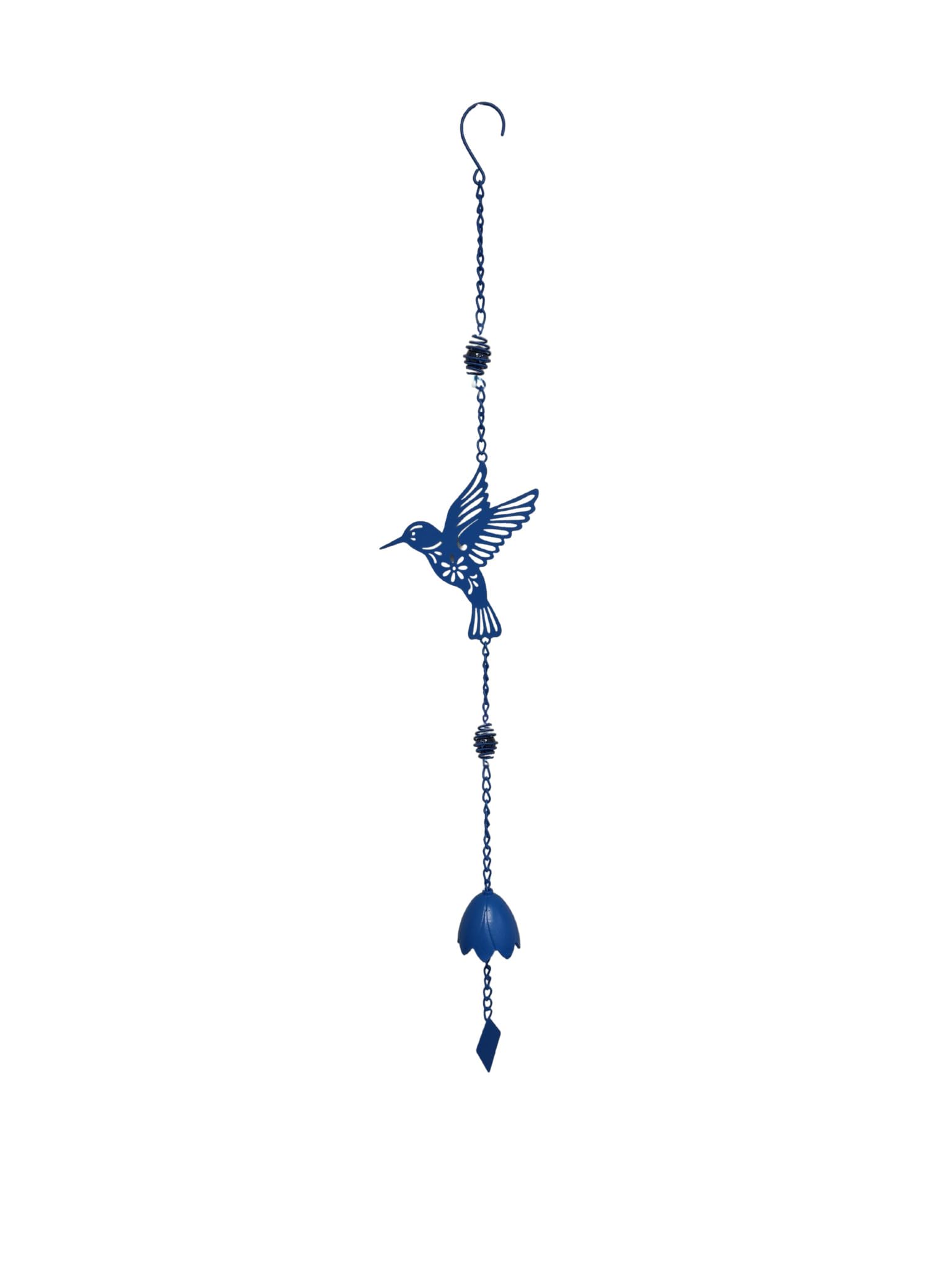 Louis Moulin Windspiel zum Aufhängen – Kolibri-Motiv – Klang-Mobile aus Metall – H 92 x B 17,5 cm – Poetische Gartendekoration