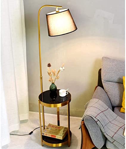 Lampe de lecture sur pied LED avec étagères pour optimiser les petits salons