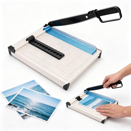 Cortador de Papel de Guillotina A4, Dispositivo de Protección, Cizalla Papel A4 B5 A5 B6 B7, Capacidad de 15 hojas, cortador de papel manual de precisión para papel, cartón, fotos, tarjetas